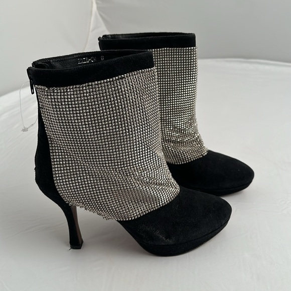 Jeffrey Campbell silver chain mail and black suede platform booties - Picture 2 of 10